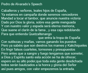 The Text of Pedro de Alvarado's first speech